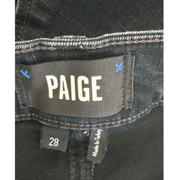 PAIGE Cindy Double Button Front Seam Straight Leg Split Ankle Washed Obsidian 28 - Picture 6 of 14